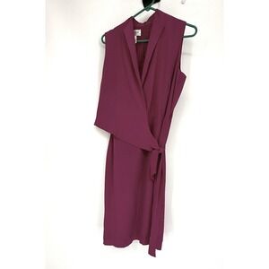 NWT Jones Wear Dress Sz 10 Woman's Pink 100% Silk Wrap Sash Tie Front Sleeveless